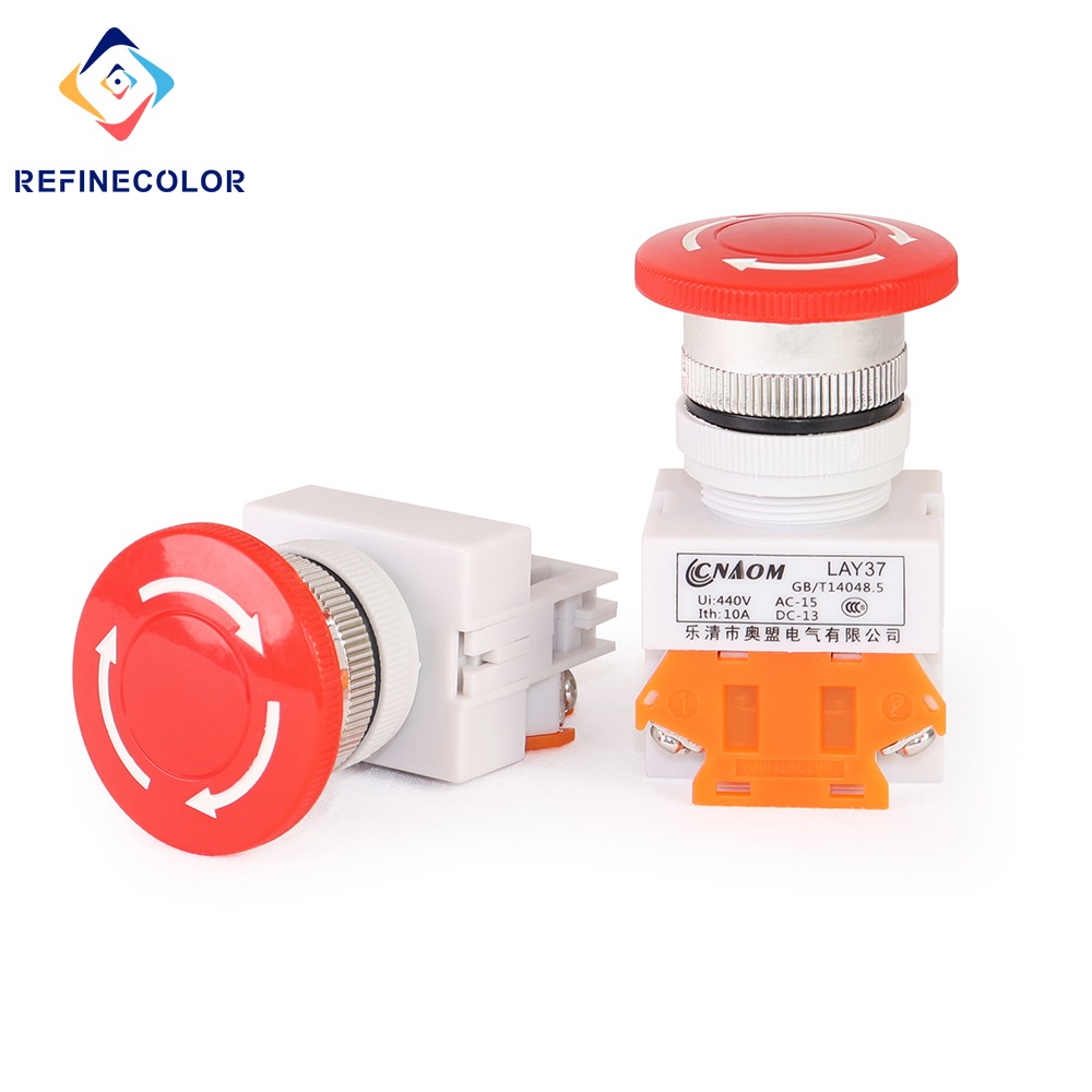 40mm Emergency Stop Switch Mushroom Plastic Push Button Stop Switch For Digital UV Inkjet Printer: Default Title