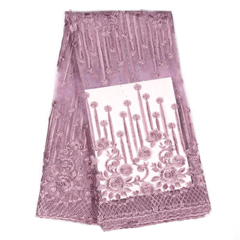Afrykańskie tkaniny francuskie koronki tkaniny i zroszony tkaniny robić wiercenia wody sukienka haftowany tiul koronka tkaniny 5 metrów/zestaw: różowy