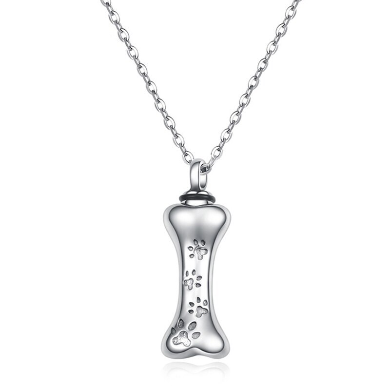 Hueso de perro collar con huella cremación de la joyería Mini recuerdo Pet collar hueso de perro de recuerdo del Funeral recuerdo cenizas collar