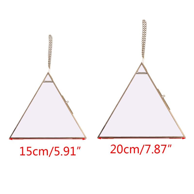 Triangle Floating Hanging Photo Frame Metal Glass Portrait Picture Plant Specimen Display Holder Home Decor