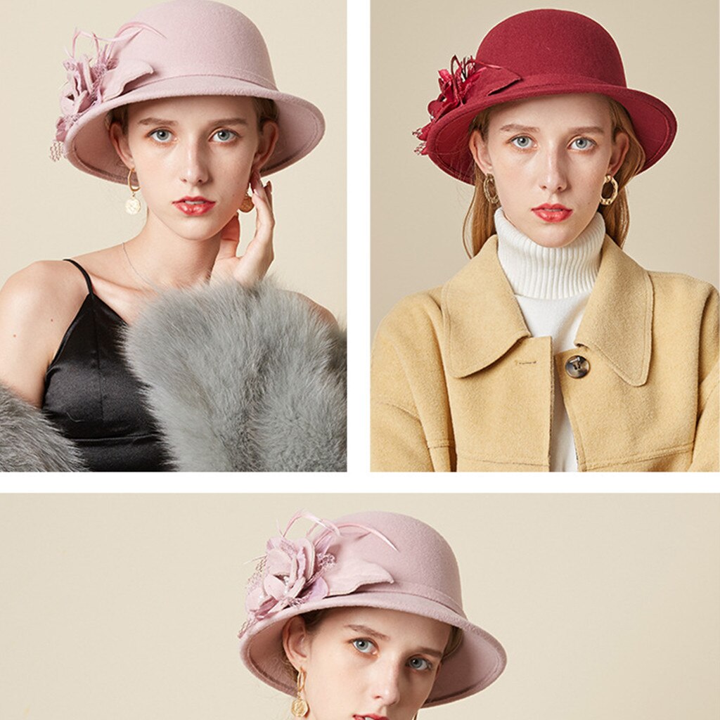 Women Flax Flower Hat Bowler Billycock Cap Sales Vintage Retro Bowler Caps Princess caps chapeau femme Hat Cap For Woman