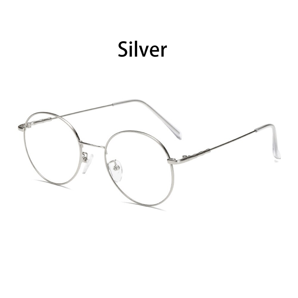 1 ud. De gafas redondas de Metal Vintage de gran tamaño, montura de gafas ópticas, montura de gafas de visión, gafas de cuidado, antirreflejo: Silver
