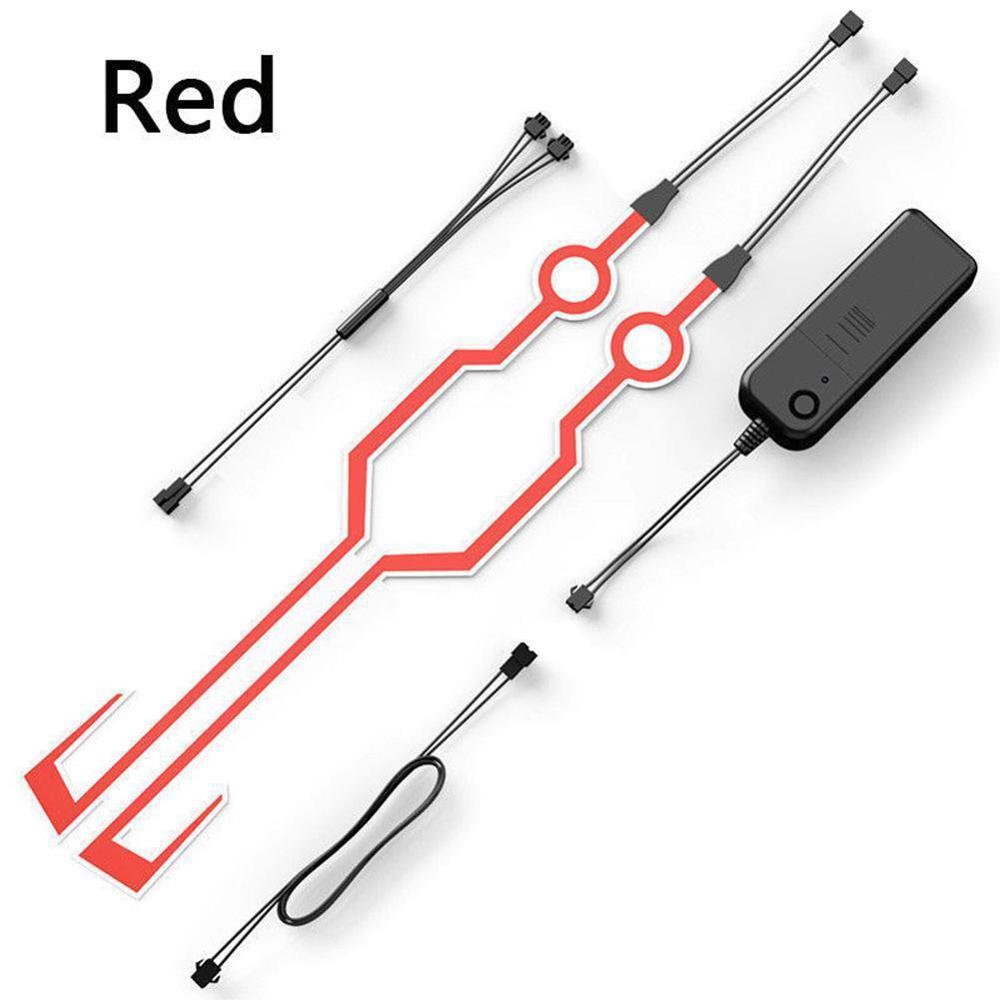 Motorhelm Night Riding Light Signaal Waterdicht Duurzaam Helm Moto Kit Knipperende Strip Led Licht Lichtgevende Helm Sticker: Rood