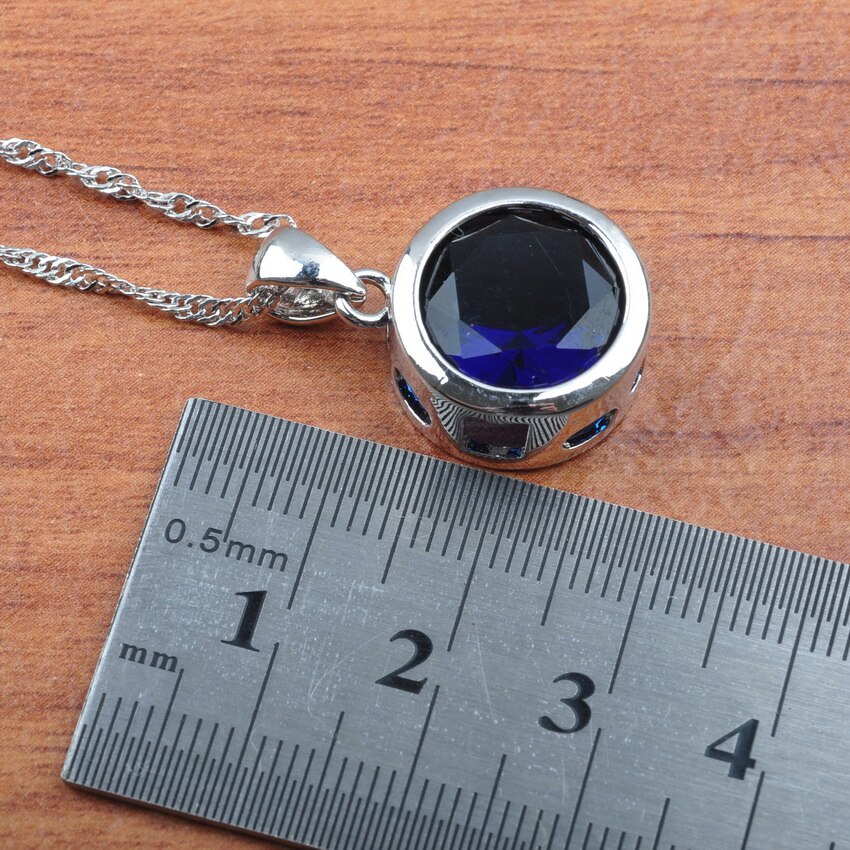 Set di gioielli da sposa per donna orecchini in argento con zirconi blu e collana con ciondolo anelli set di braccialetti JS0371