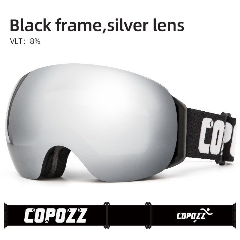 Copozz rammeløse skibriller med snemaske mænd kvinder snowboard beskyttelsesbriller magnetisk  uv400 øjenbeskyttelse anti tåge skiløb