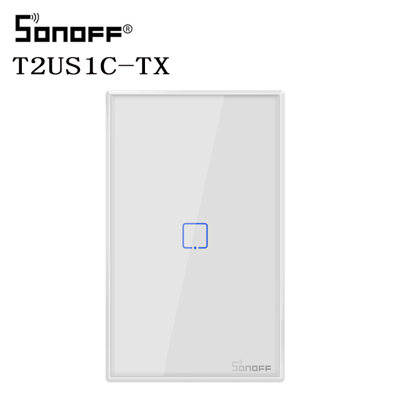 Sonoff-enchufe inteligente TX T2 US 1/2/3 entradas, Control remoto, Wifi, táctil, RF433mhz, funciona con Alexa: White 1 Gang