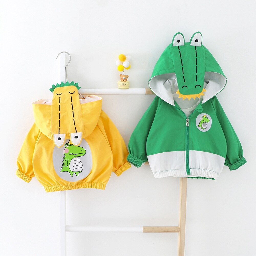 Baby Meisjes Jas Met Lange Mouwen Hooded Dinosaurus Herfst Vesten Jas Kinderen Kids Zuigelingen Jongens Casual Uitloper Casaco S11039