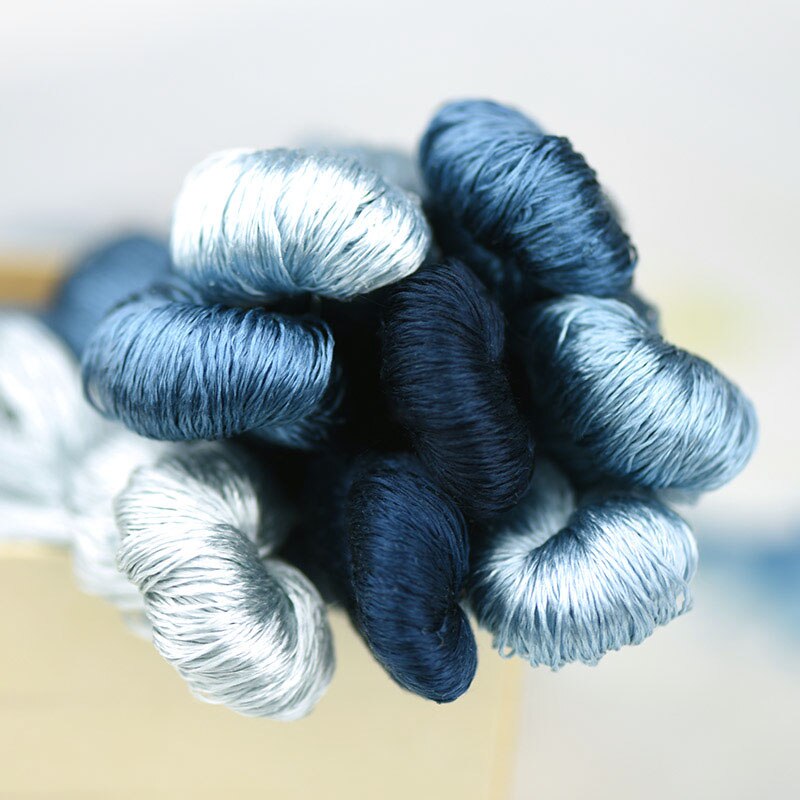silk embroidery thread / 100% silk thread /hand embroidery embroider cross stitch/Prussian blue/8 pure colors