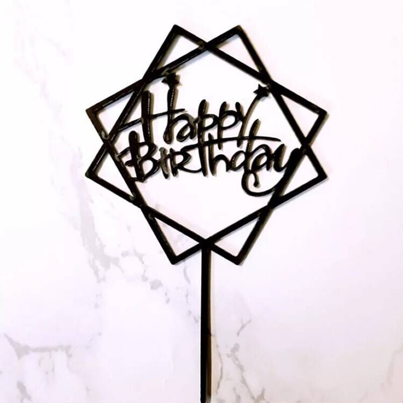 Glücklich Geburtstag Kuchen Topper Flagge Acryl Brief Gold Silber Kuchen Top Flagge Dekoration für Hochzeit Geburtstag Partei Liefert: 026