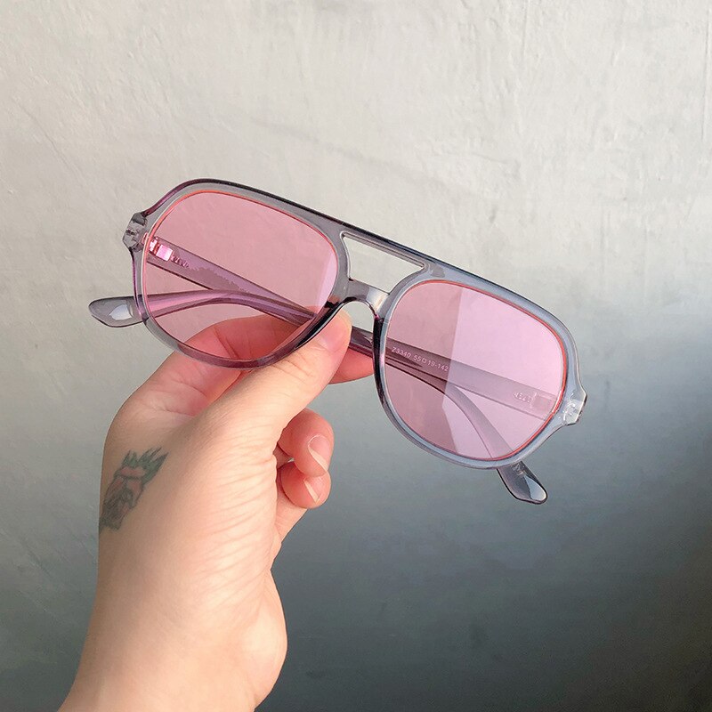 Ovza tvillingbjelker store briller med gjennomsiktige briller kvinners sorte rammer briller menn  s5000: Grårosa