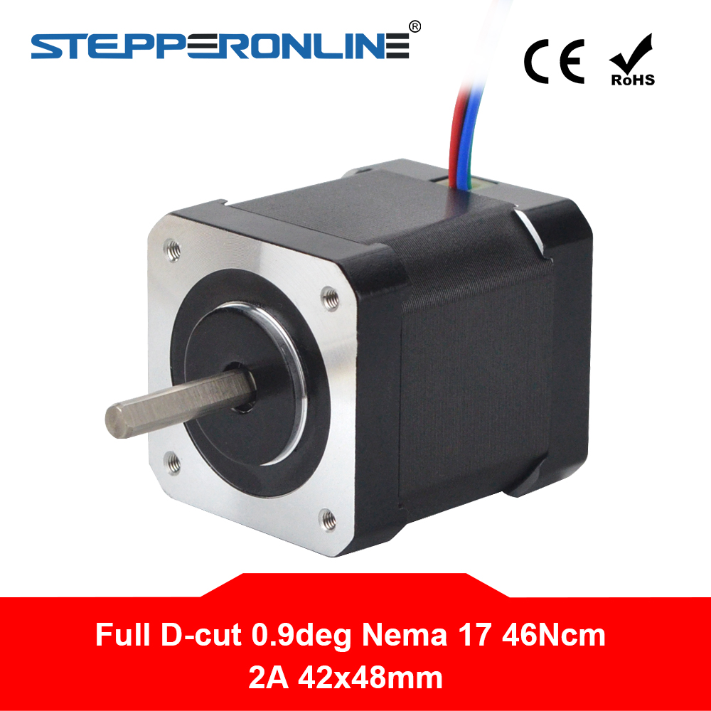 0.9deg Nema 17 Stepper Motor 2A 42x48mm 46Ncm Full D-cut Shaft 4-lead Nema17 Stepper for DIY 3D Printer CNC Robot