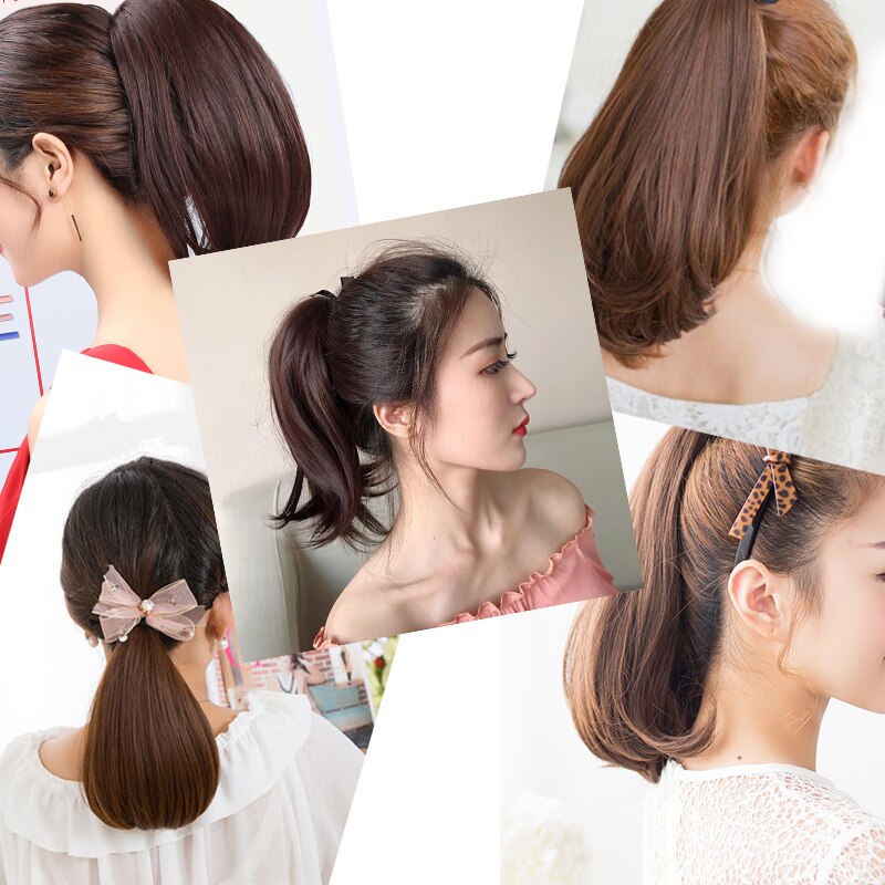 LUPU-coleta recta corta de 6 ", coleta sintética, cola de pelo Natural, garra resistente al calor, Clip en extensiones de cabello