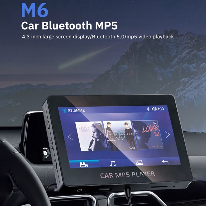 Reproductor de música MP5 para coche, dispositivo electrónico con Bluetooth 5,0, transmisor FM, compatible con disco TF U, M6