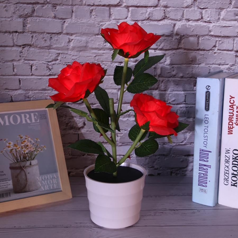 Kunstmatige Bloem Lamp 3LED Kunstmatige Rose Lamp Solar Simulatie Bloem Licht Led Bonsai Home Decoratie Bloem Lamp