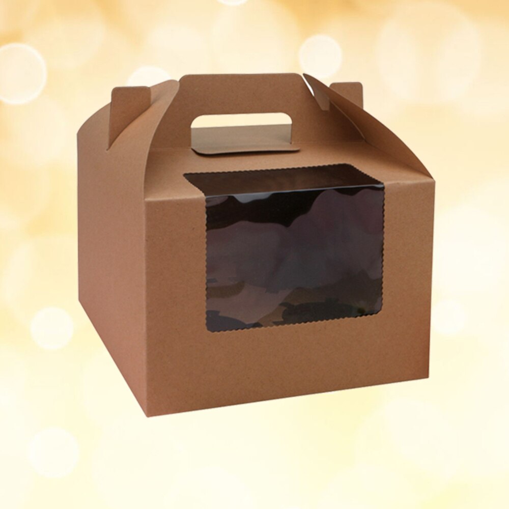 10pcs 4 Cavities Paper Cupcake Box Portable Dessert Containers Bakery Cake Carriers for Home Dessert Shop (Kraft)