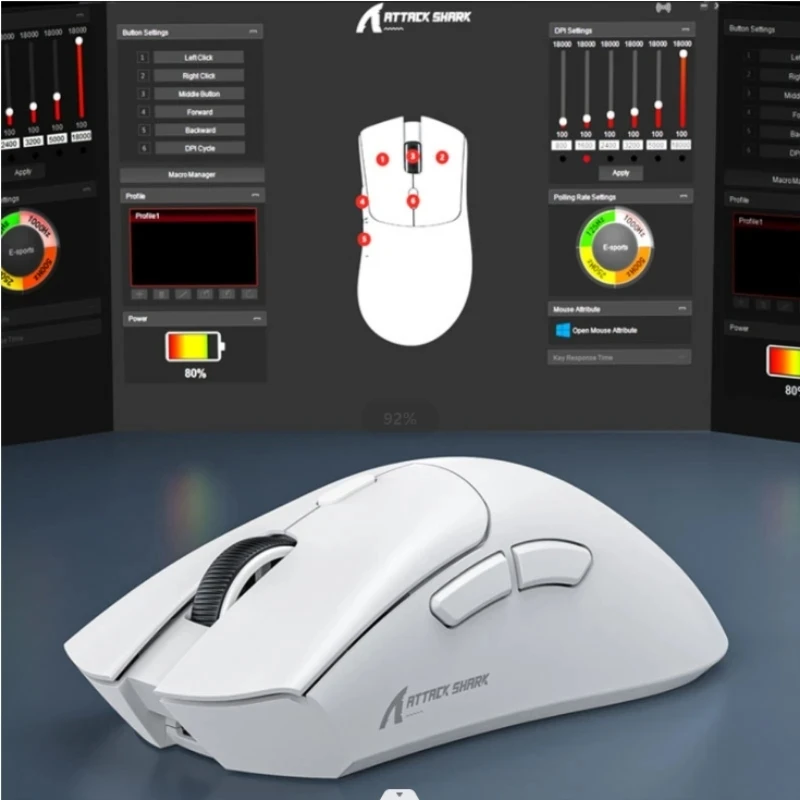 Attack Shark R1 2.4G USB Tri-modeWireless Gaming Mouse Conexão Bluetooth 18000DPI 1000Hz Macro Ratos Para PC
