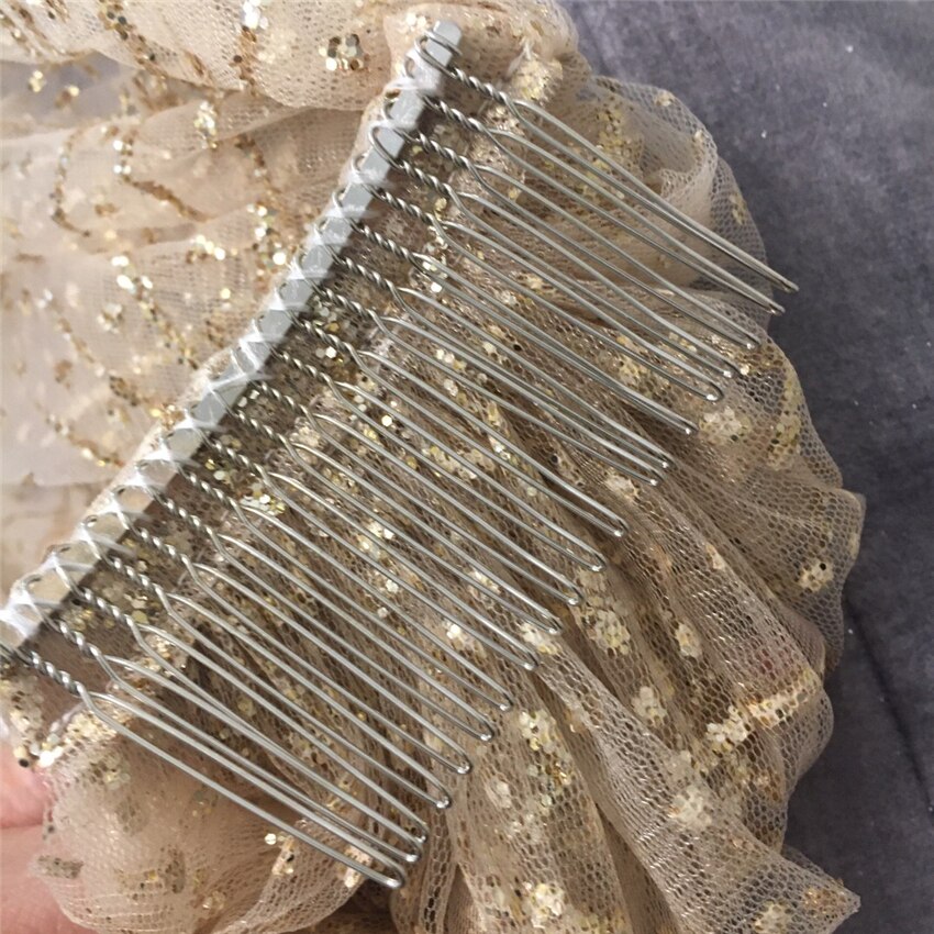 Voile de mariage scintillant avec peigne, Long, scintillant, avec strass, ciel étoilé, pour mariage, chapelle, Champagne, or