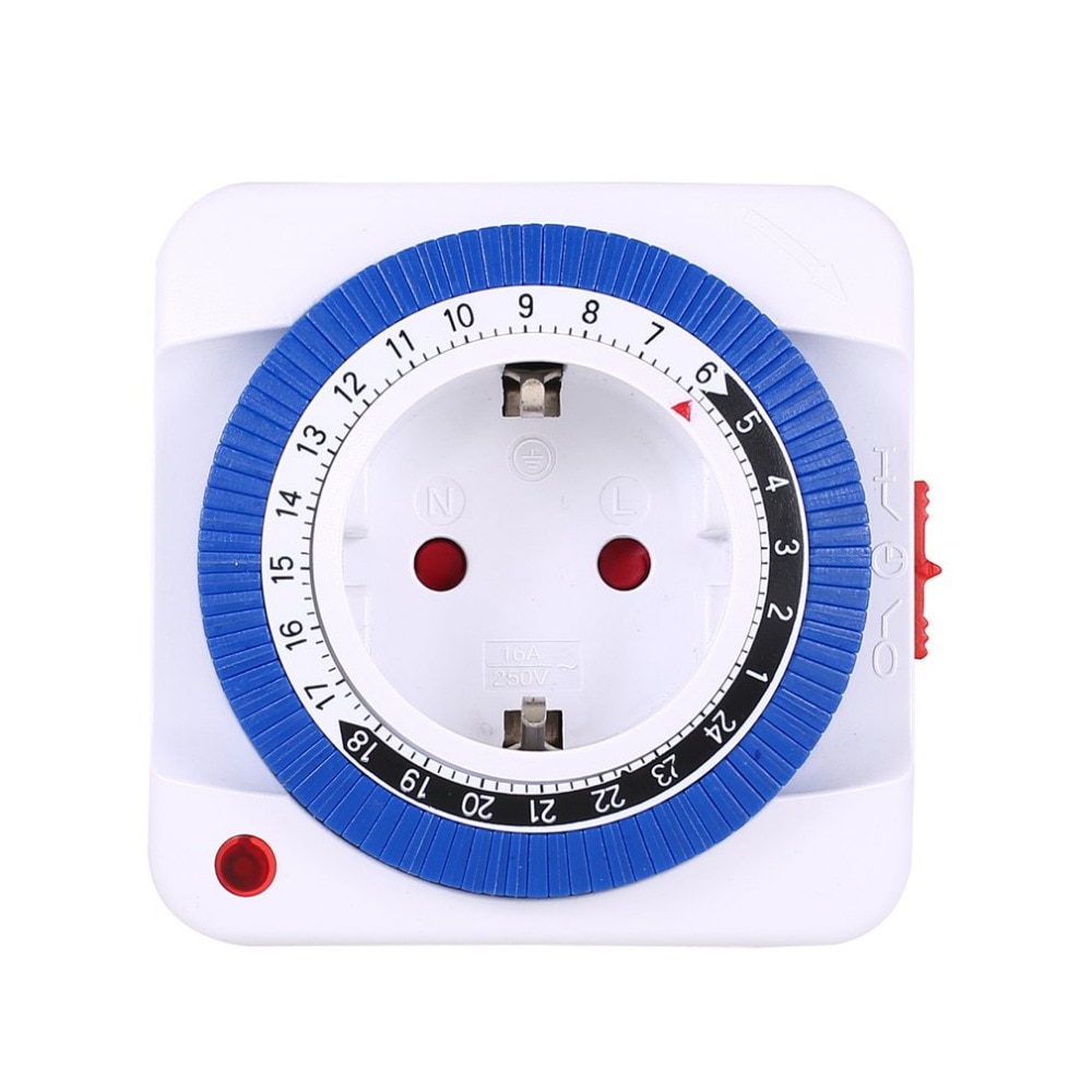 Timer Switch 24 Hours Plug in Mechanical Grounded Programmable Smart Countdown Socket Indoor Auto Power off 230V