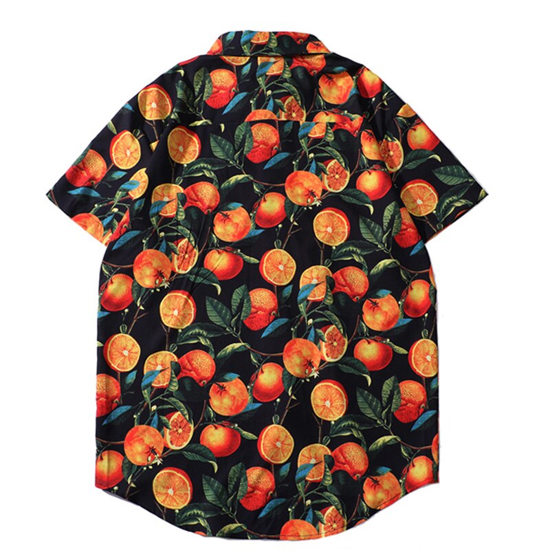 Japansk stil hip hop skjorte herre hawaiian skjorte rose blomster sommer harajuku hawaii tynn kortermet strand skjorte streetwear