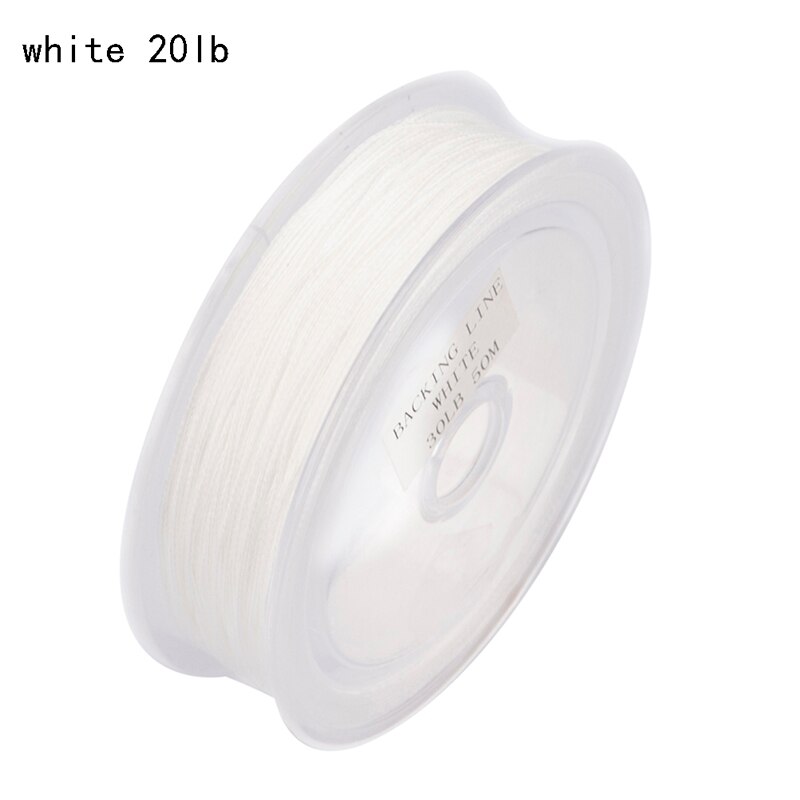 Vliegende Vissen Backing Lijn Vislijn 50M/54.7Yards Nylon 20/30LB Trekkracht Spare Draad Vis gear Pesca Soft Bescherm Handen: White 20LB