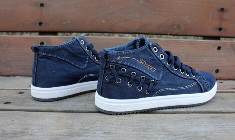 Heren sneakers denim canvas schoenen lente/herfst hoge hulp casual schoen tennis sneakers wandelen skateboard veterschoen platte schoen