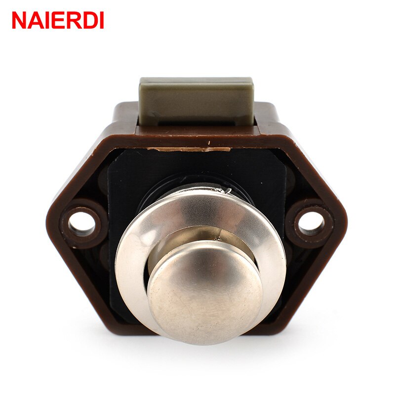 Naierdi autocamper bil push lås diameter 20mm rv campingvogn båd autocamper skab skuffe låse knap låse til møbler hardware: Brun