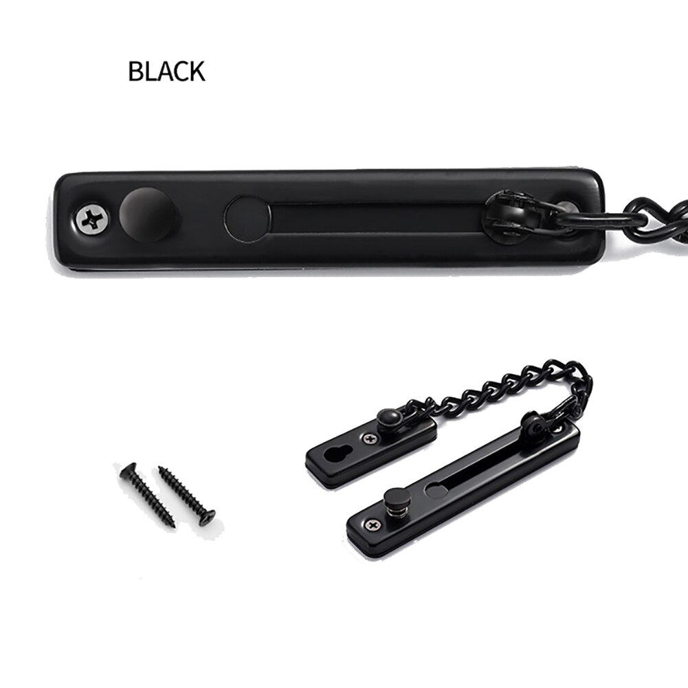 304 Stainless Steel Anti-Theft Door Chain Lock Home Security Guard Bolts Latch for Inside Door GHS99: black