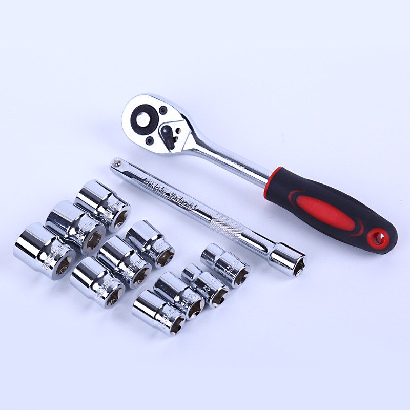 12 Pieces Ratchet Torque Wrench Set Hexagon Socket Wrench Combination 1/4 3/8 1/2 Car Repair Wrench Tool Quick Wrench