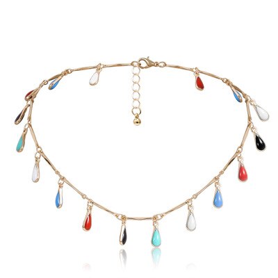 AOMU Autumn Winter Colorful Circle Geometric Splicing Choker Simple Clavicle Necklace for Women Student Jewelry: 2