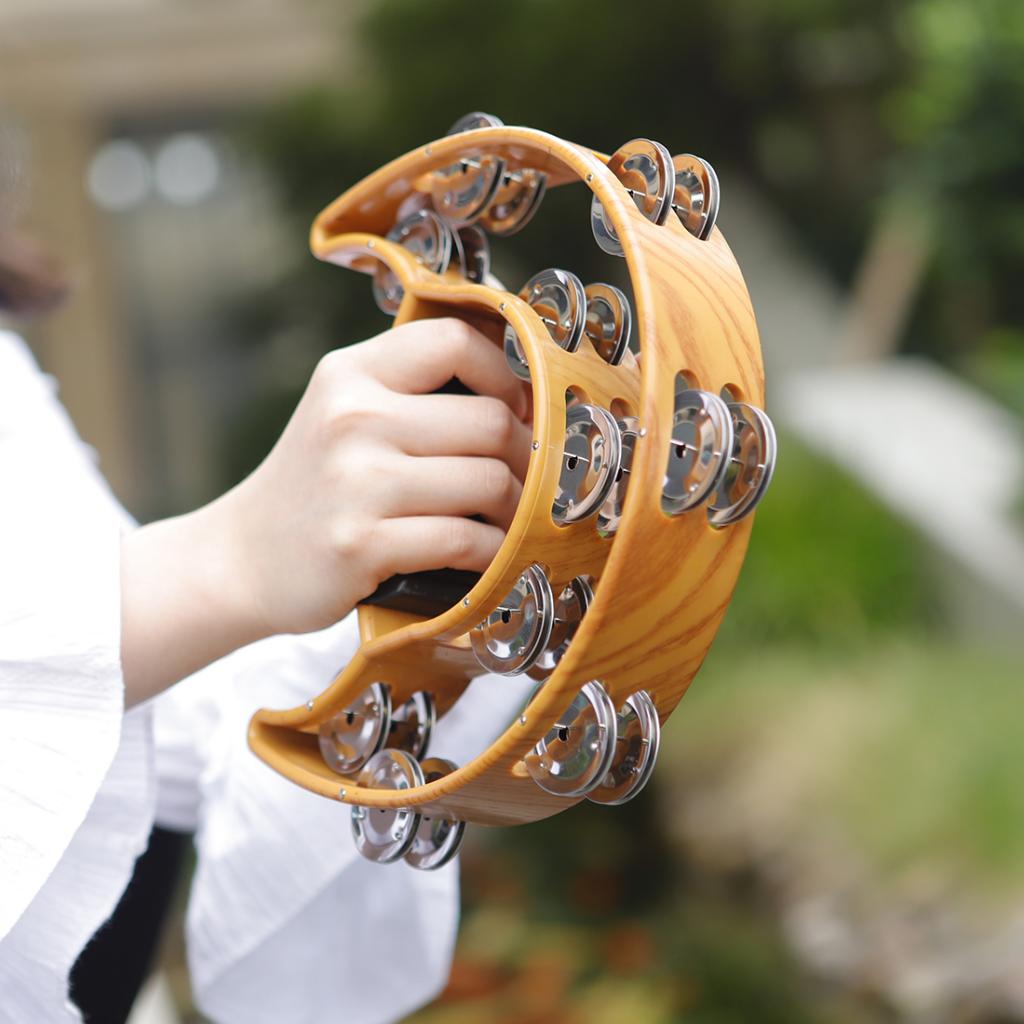Tamboerijn Voor Kinderen En Volwassenen Te Gebruiken-Comfortabele Hand Held Percussie-instrument (Dubbele Rij)