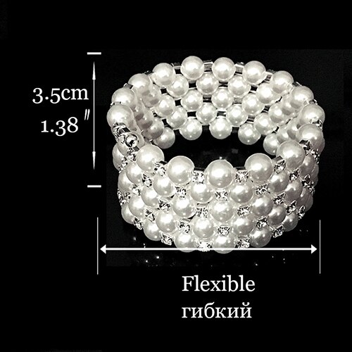 Charm Wedding Bridal Jewelry Set Pearl Party Prom Crystal Bracelet Necklace Earrings for Women jewellery sets: 5 row