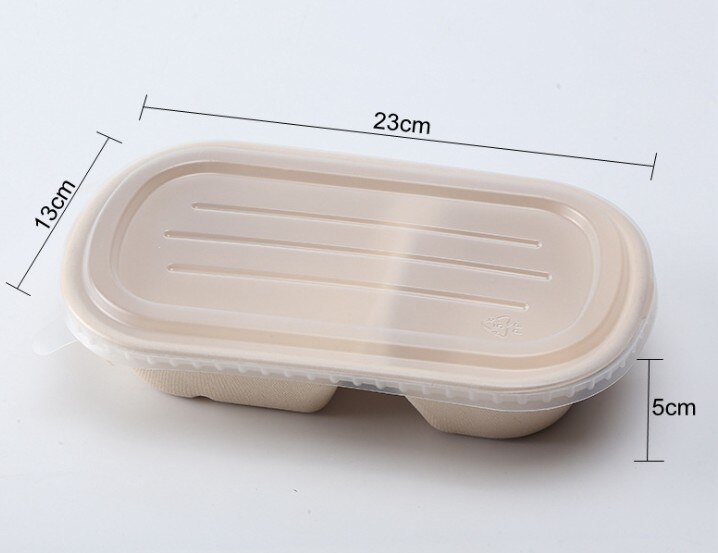 10 PCS Bento Box Eco-Friendly Lunch Box Food Container Disposable Pulp Microwavable Dinnerware Home Healthy Material Lunch Box: Red / 20pcs