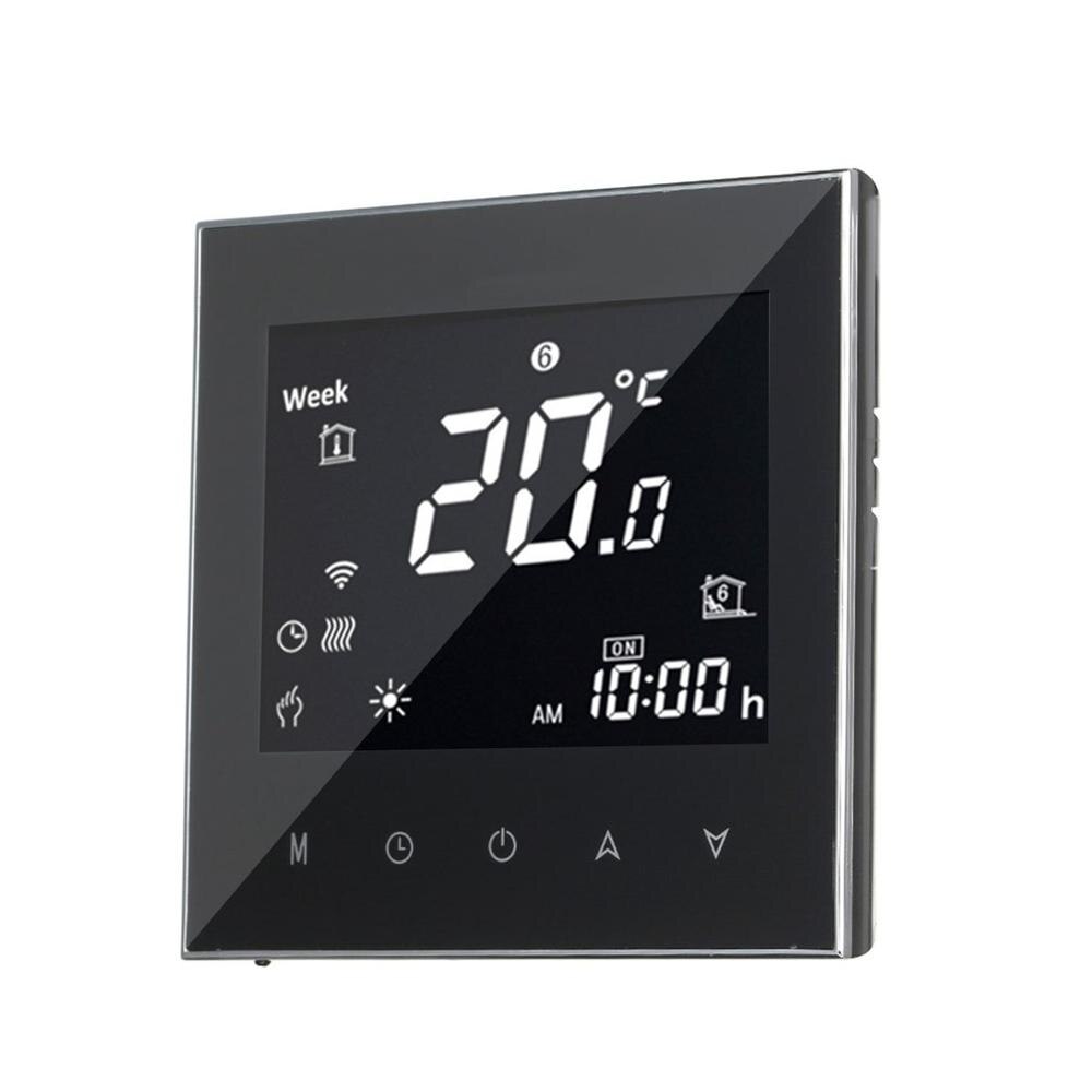Thermostats Digital Water/Gas Boiler Heating Thermostat WiFi Voice Control Touch screen Home Room Temperature Controller: black