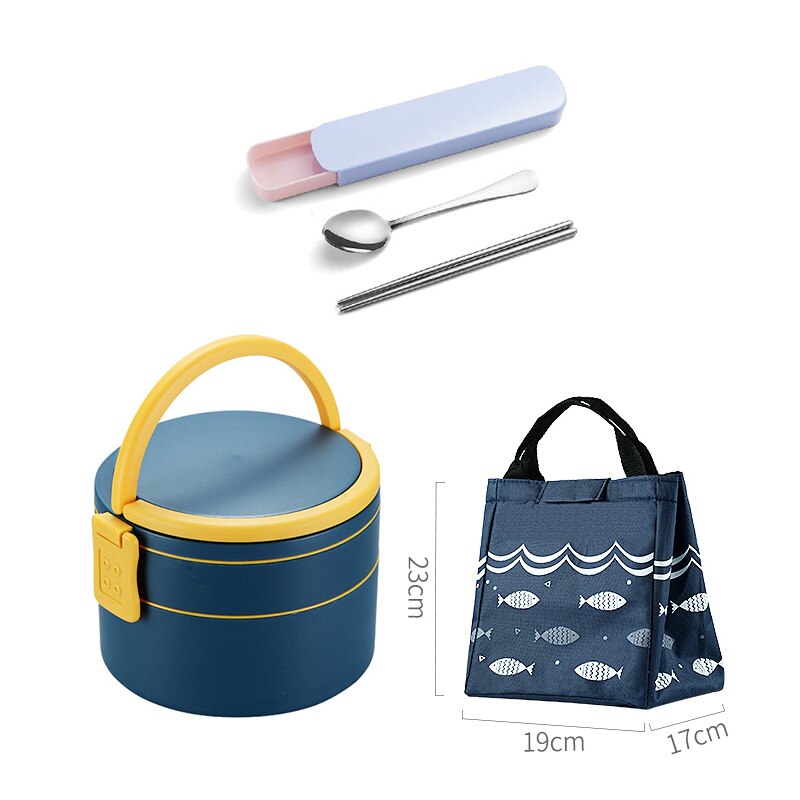 1100ml Portable 2 Layer Healthy Lunch Box Food Container Microwave Oven Lunch Bento Boxes With Cutlery Lunchbox: 08