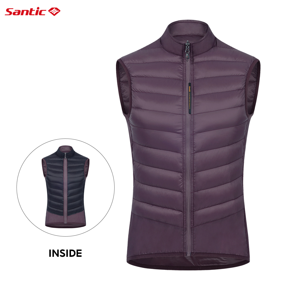 Santic heren fietsvest, dubbelzijdig, draagbaar, warm vest voor racefietsen, lichtgewicht, ademend, donsjack, aziatische maat: M