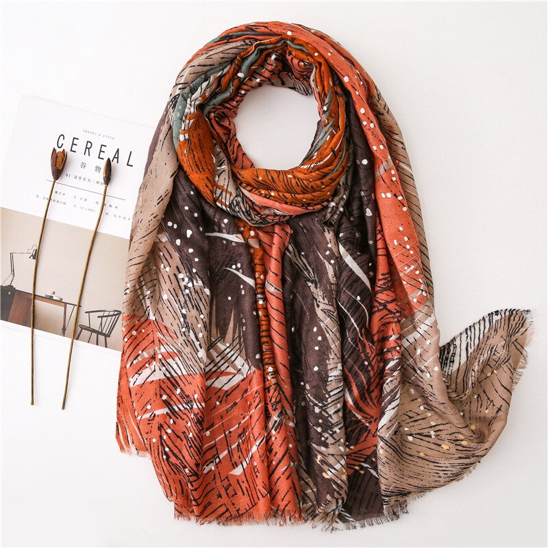 Luxe ombre viscose sjaal met veren en franjes, damesprint, zachte hijab sjaal, foulards, moslim snood 180*100cm: 5