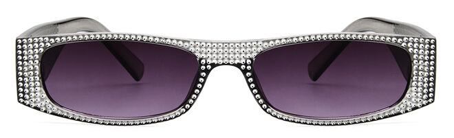 Gafas de sol cuadradas de diamante para mujer, anteojos de sol femeninos de , de tamaño pequeño, de cristal, con degradado, con UV400,: clear gray