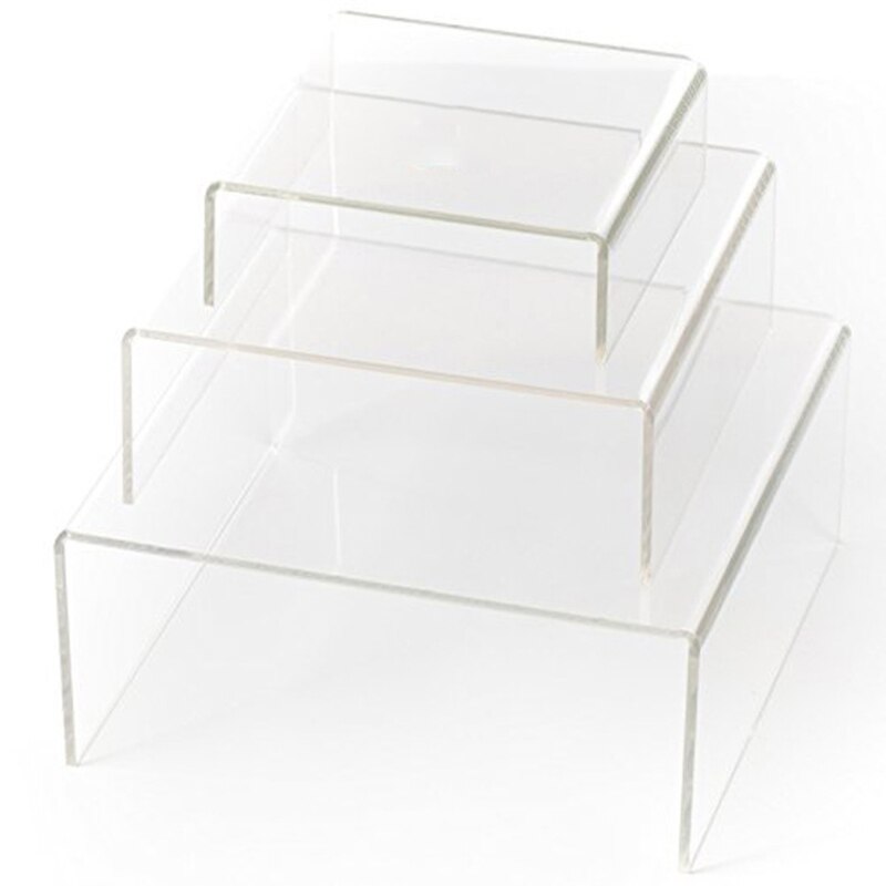 Akryl display stiger 3 størrelse trin akryl display stativ anti-korrosion klar vitrine display hylde til figur samling smykke