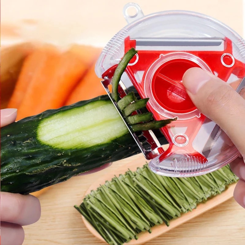 3 en 1 Set con tres peladores mágicos Acero inoxidable cortador pelador trituradora Julienne cortador Multi hoja de cáscara zester rallador de herramienta de cocina