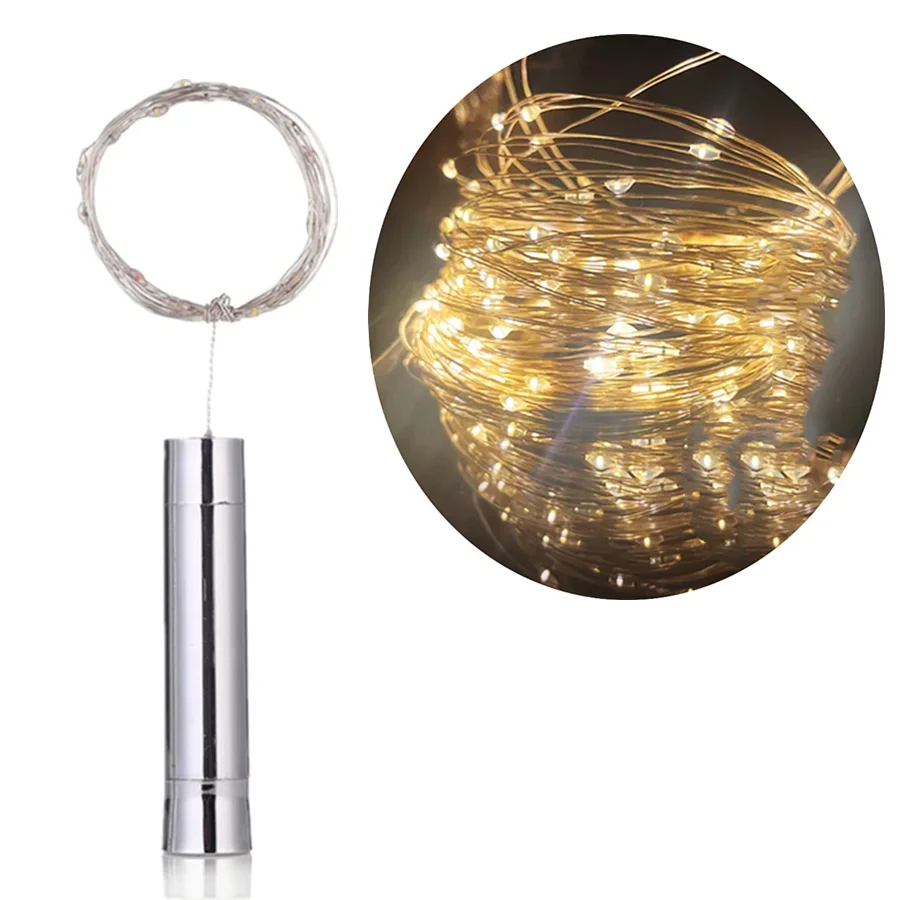 1/2/3M LED botella de vino corcho luz estrellada cadena batería fuente de alimentación para Festival decoración navideña alambre de cobre luz nocturna: Color blanco cálido / 300 W
