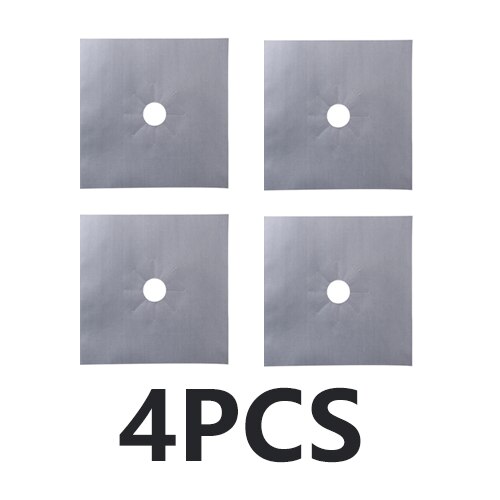 1/2 / 4PCS Reusable PTFE Range Hood Stove Burner Pad Temperature Anti-fouling Anti-oil Pad Lining Plate Cleaning Kitchen Tool: Silver 4pcs