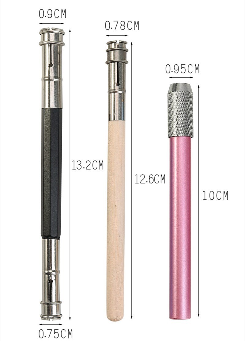 Single/double-end pencil extension set color lead charcoal sketch pencil extension rod metal/wood art student pencil extension