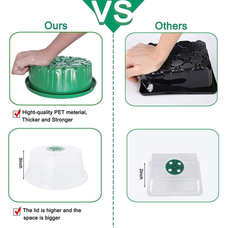 Seed Starter Tray, Humidity Adjustable With Dome &amp; Base Greenhouse Grow Trays Mini Propagator For Seeds Growing Starting