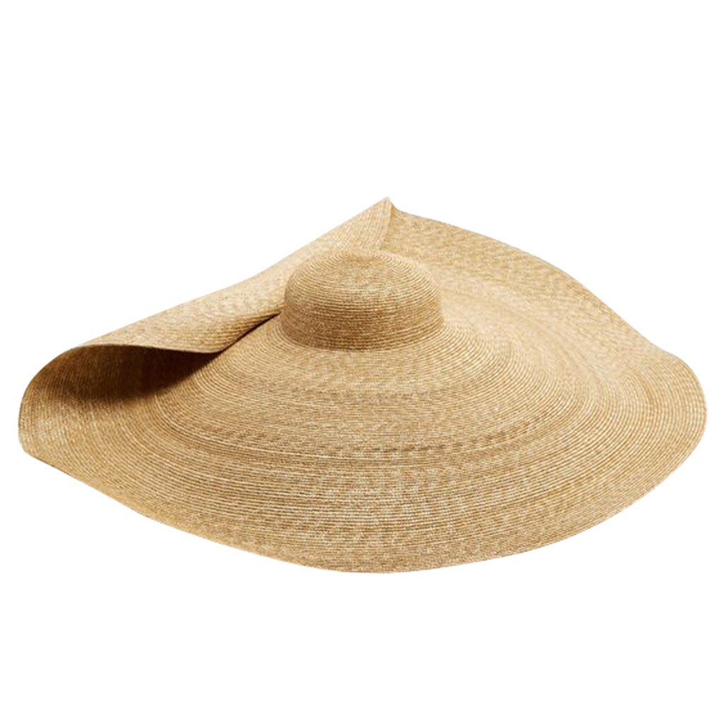Woman Large Sun Hat Beach Anti-UV Sun Protection Foldable Straw Cap Oversized Collapsible Beach Hat #YL5