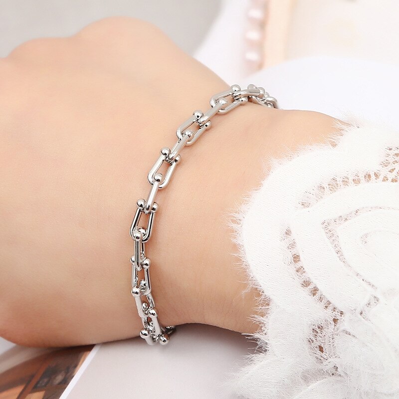 modisch U bilden Geometrische Aushöhlen Verknüpfung Kette Charme Armbinde Gold Farbe Metall Armreif Für Frauen Schmuck Party