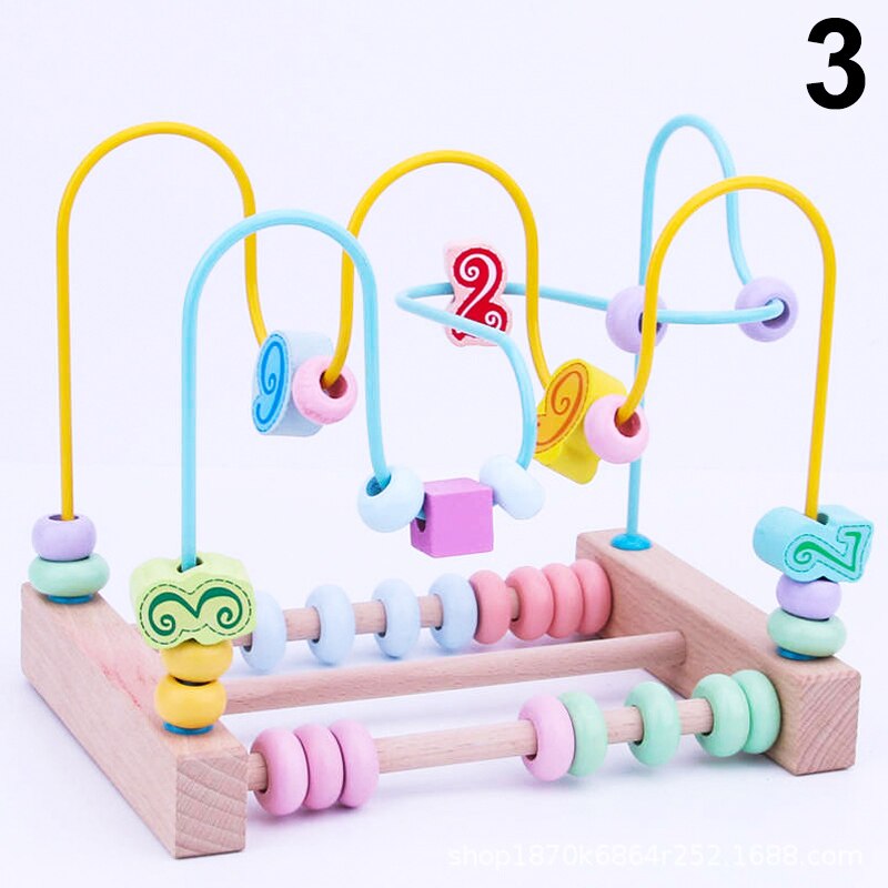 Wooden Fruits Insect Beads Maze Roller Coaster Activity Educational Abacus Beads Circle Toys AN88