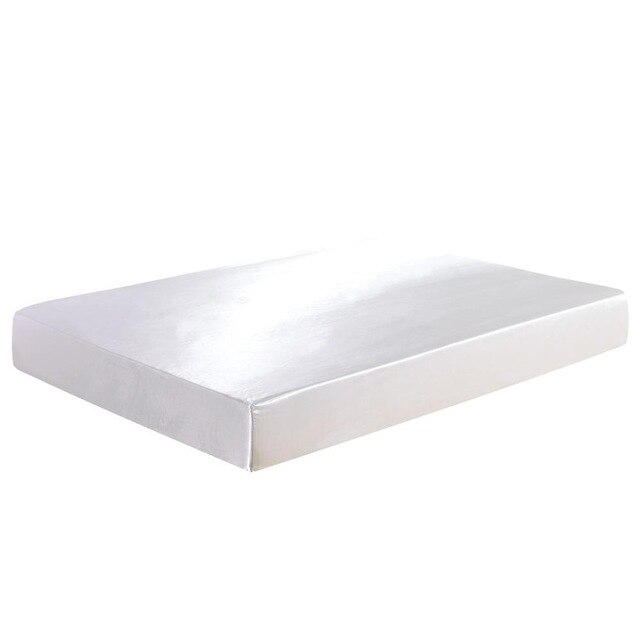Satin faux silke lakan enfärgad madrass täcker elastiska band lakan us uk enkel tvilling dubbel full queen king size: Vit