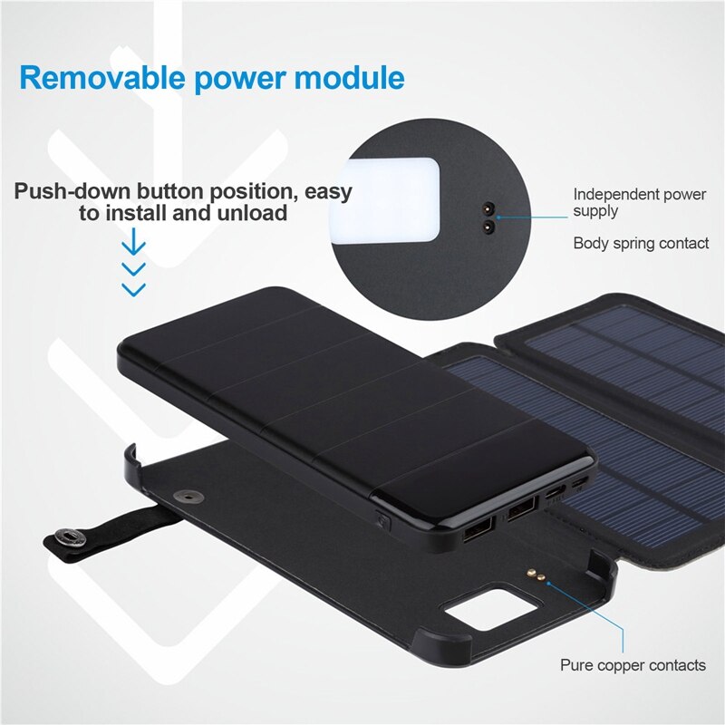 Outdoor Portable Folding Foldable Waterproof Solar Panel Charger Mobile Power Bank 10000mAh Dual USB Port for Cellphone Battery
