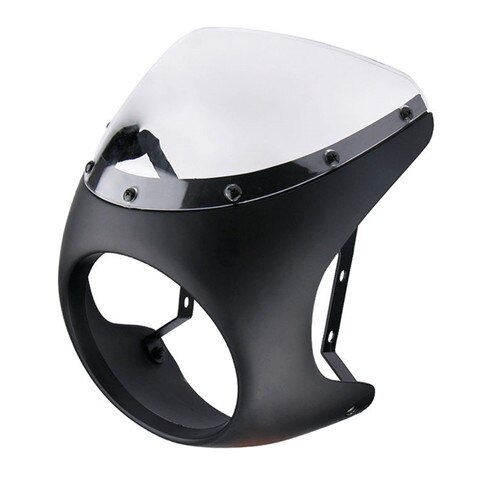 7 '' strålkastare retro cafe racer styr kåpa vindruta för harley touring cruiser chopper scooter offroad: Matt svart klar
