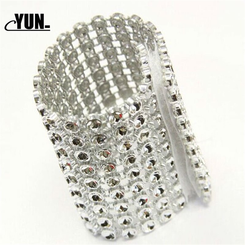 50 Uds. Y sillas para servilletas de anillos, hebillas Multicolor para decoración de fiestas, eventos, artesanías, lazos de diamantes de imitación, soporte hecho a mano, suministros de boda 8Q: silver